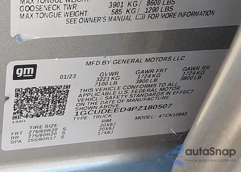 2023 Chevrolet Silverado 1500 4Wd Short Bed Rst from USA, damaged, VIN 1GCUDEED4PZ180507